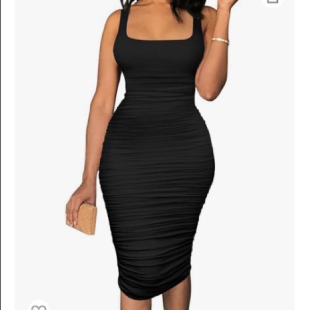 Tank top bodycon ruched sleeveless dress